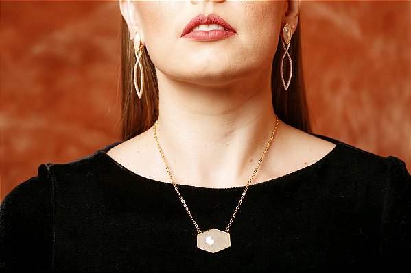Colar Diamond Ouro Quartzo facetado