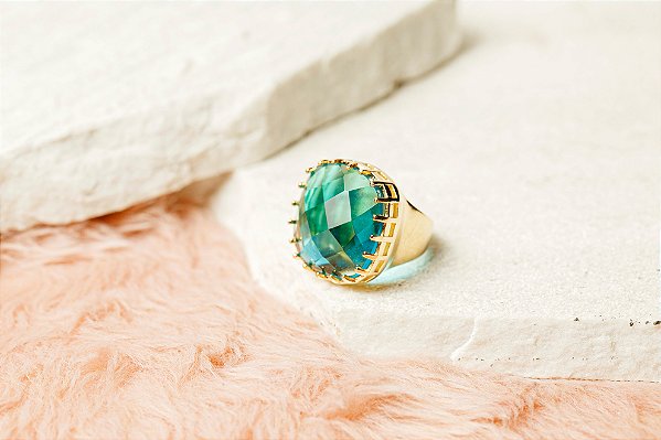 Anel Garras Zircônia Azul Claro