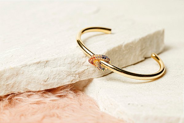 Pulseira Bracelete Nó de Zircônias Coloridas