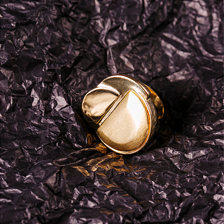 Anel Carolina - Meios Círculos em Ouro Fosco e Brilhante