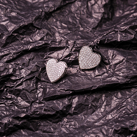 Brinco Afeto - Coração Brilhante de Ródio Branco