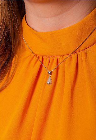 Conjunto Ródio Branco Gota Reluzente