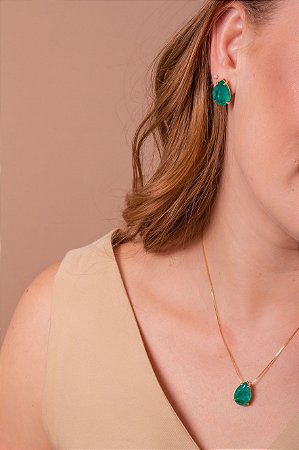 Conjunto Cristal Rutilado Verde Mar