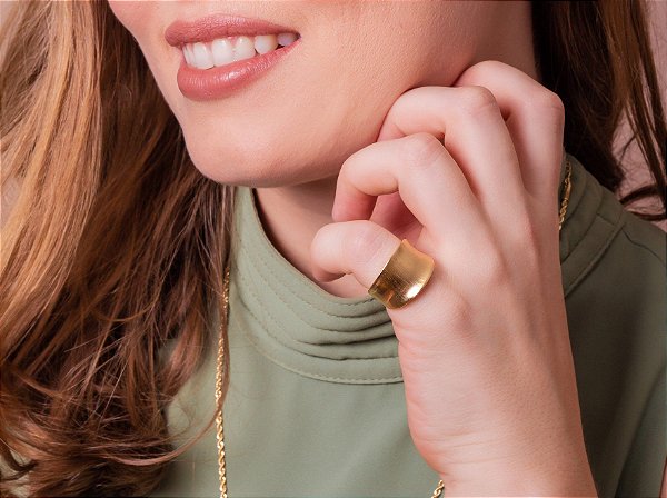 Anel Ouro Fosco Riscado