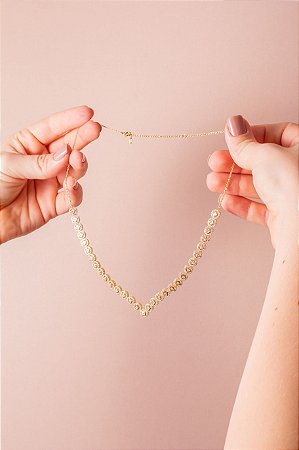 Colar V Brilho das Zircônias