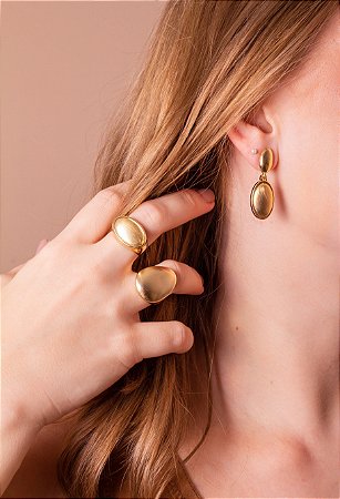 Anel Ouro Fosco Oval