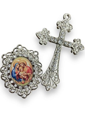 Sagrada familia Kit cruz e entremeio para confecção de terços