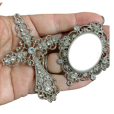 kit para fazer terço de noiva para personalizar em sua casa com strass aplicado
