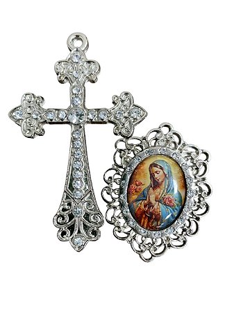 Nossa Senhora do Guadalupe Kit cruz e entremeio para confecção de terços
