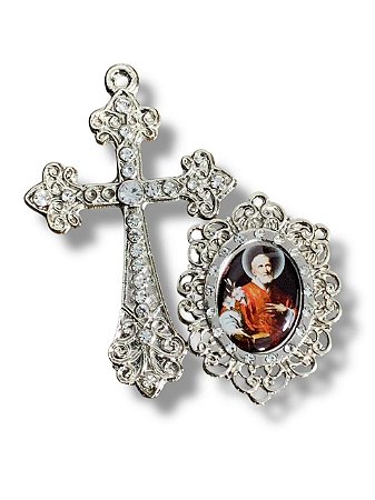 São Felipe Neri kit Cruz e entremeio para terço católico