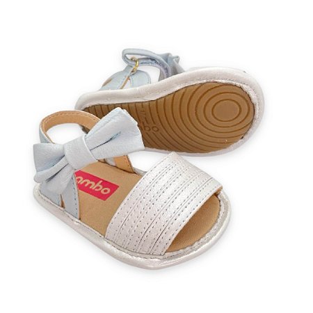 Sandália Baby Menina Gambo Branca e Água Fresca