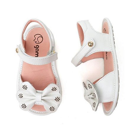 Sandália Baby Menina Gambo Branco Glitter