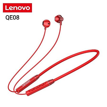 Fones De Ouvido Lenovo Qe08 Neckband Sem Fio Bluetooth