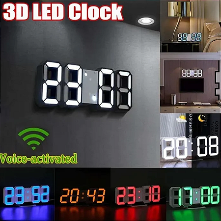 Relógio Digital LED 3D Brilhante Eletrônico