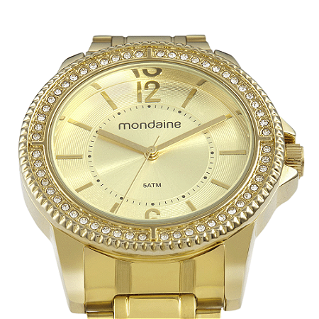 Relógio Feminino Cristais Dourado 53601lpmvde4