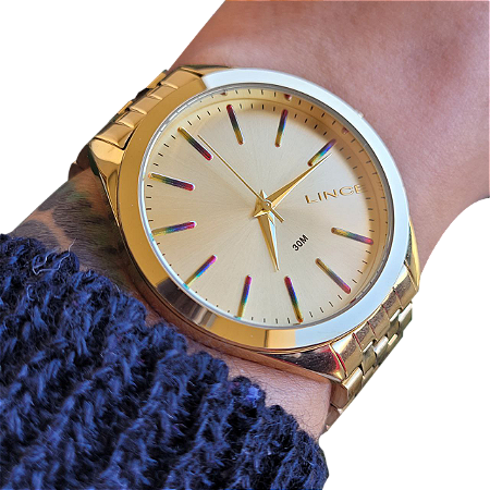 Relógio Lince Feminino Dourado Wr 30 Metros Lrg4328l