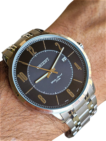Relógio Orient Masculino Mbss1273 Prata Fundo Preto
