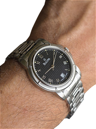 Raro Bulova Suiço Quartz Unissex Swiss Made Prateado Prateado Preto