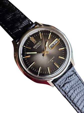 Relógio Automático Seiko Japonês Anos 70s Pulseira De Couro
