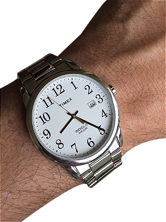 Relógio Timex indiglo branco números arábico luz noturna