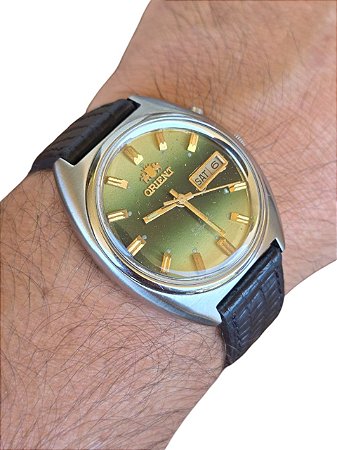 🟢 Relógio Orient Vintage Anos 70 ⌚️🔥 Mostrador Verde Raro + Funcionamento Perfeito!