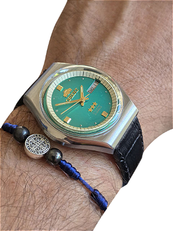 ⭐✨Relógio Orient 3 Estrelas Vintage Verde – Raridade Absoluta! Automático 21J 80's💎