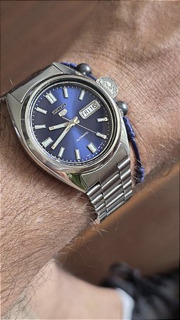 Relógio Masculino Seiko 5 Mostrador Azul