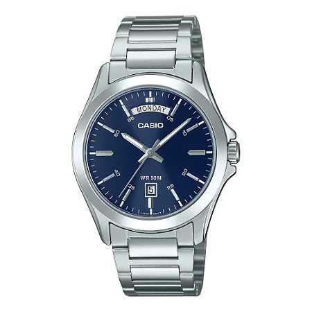 Relógio Masculino Casio MTP-1370D-2A2VDF Azul Calendário Duplo