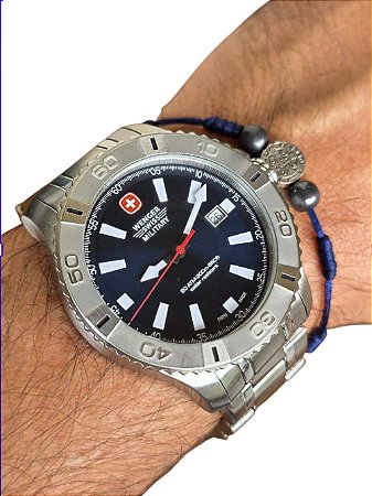 Relógio Wenger Swiss Military Quartz Suíço 44mm Aço Inox Coroa Rosca Fora Linha