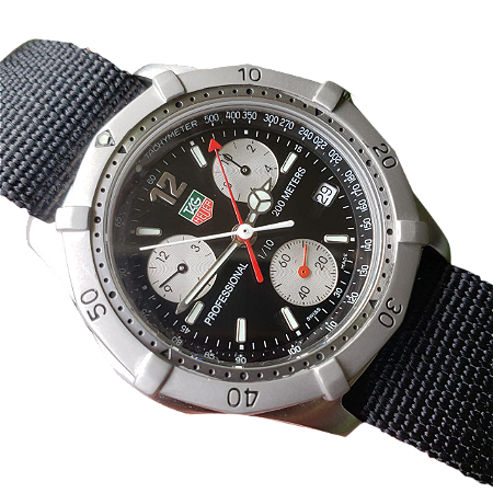 Antigo Tag heuer cronógrafo suíço 200m safira aço inox peça autêntica vidro safira suiço