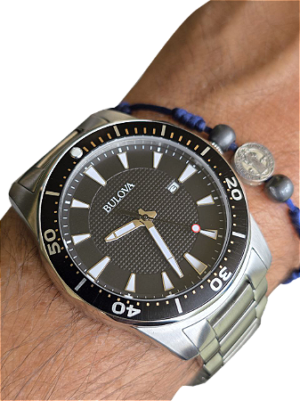 Relógio Masculino Bulova 98b238 Bulova 42mm Prateado Preto
