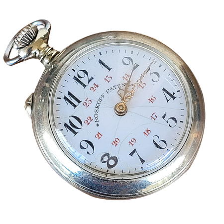 Relógio De Bolso Roskopf Patent Final Do Século XIX Prateado