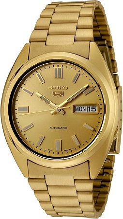 Seiko Relógio masculino SNXS80K Seiko 5 automático, dourado