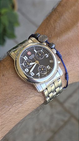 Relógio Wenger Swiss Military Cronógrafo Aço 38mm G10.211 Suíço Original Aproximadamente 2010