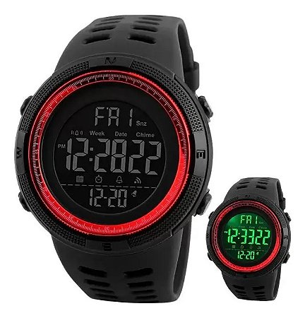 RELÓGIO MASCULINO DIGITAL SKMEI 1251 ESPORTIVO ARO VERMELHO