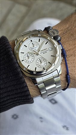 Seiko Chronograph Vintage Aço Original Raro Mostrador Texturizado Ano 2009 Calibre 7T92