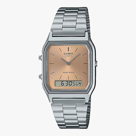 Relógio Feminino Casio Vintage Ana-Digi AQ-230A-4AMQYDF