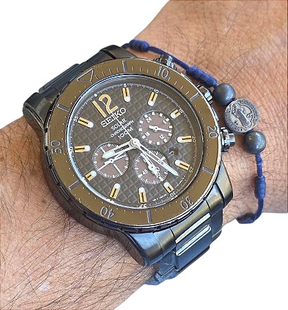 Relógio Masculino Seiko Solar Cronógrafo Black PVD Cal. V175