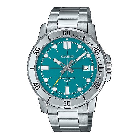Relógio Casio Masculino MTP-VD01D-3E2VUDF Turquesa Aço Quartz 50M Data
