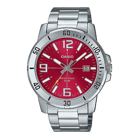 Relógio Casio Masculino MTP-VD01D-4BVUDF Vermelho Aço Quartz 50M Data