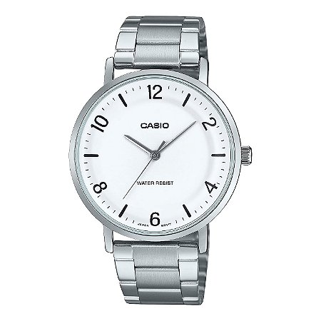 Relógio Casio Masculino MTP-VT03D-7BDF Branco Aço Inox Quartz Original