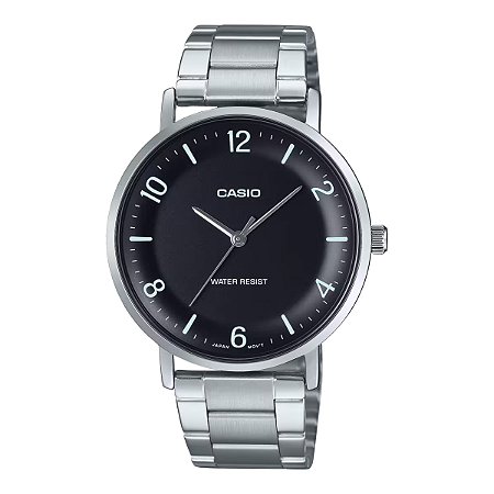 Relógio Casio Masculino MTP-VT03D-1BDF Preto Aço Inox Quartz Original
