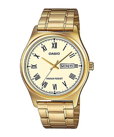Relógio Casio MTP-V006G-9BUDF Dourado Romano Dia Data Quartz