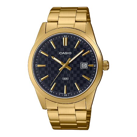 Relógio Casio MTP-VD03G-1AUDF Dourado Preto Aço Quartz Data