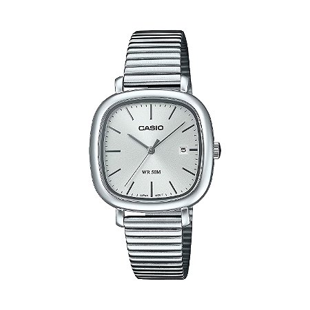 Relógio Casio Feminino LTP-B166D-7AVDF Prata Retangular Aço Inox 50M