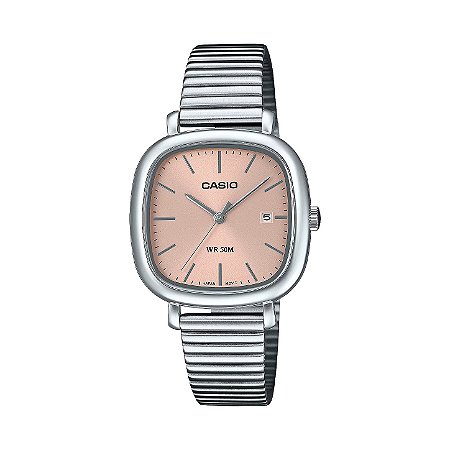 Relógio Casio Feminino LTP-B166D-4AVDF Rosa Retangular Aço Inox 50M