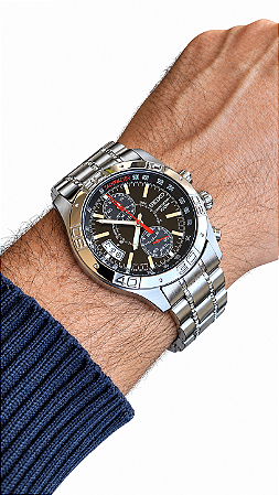 Seiko Cronógrafo 7T94-0AK0 Aço 100 M 2008 Bracelete Original