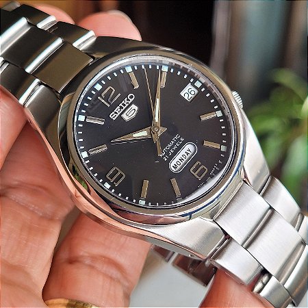Seiko 5 Snk623 Automático 7s26 21 Jewels Aço Preto Day-date