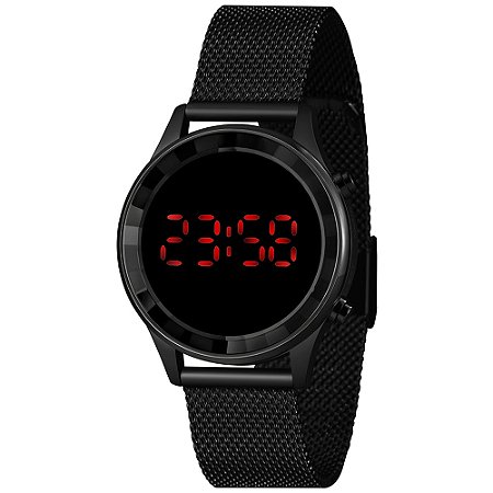 Relógio Feminino Lince LDN4647L LED Vermelho Preto Mesh