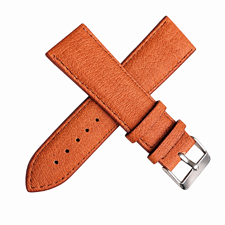 Pulseira Chainon Couro Porco 24mm P/ Relógio De Pulso